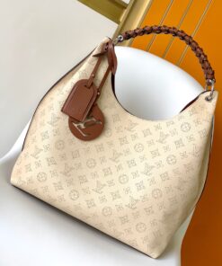 LV原單大號Hobo手提肩背包 編織皮提把 米白老花百搭通勤款