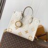 LV高仿OnTheGo中號托特包 夏日白底黃灰Monogram 附吊飾清新款｜歐美奢侈品精品推薦