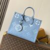 LV高仿OnTheGo中號托特包 天藍壓花皮革 白藍Monogram夏日款｜歐美奢侈品精品推薦