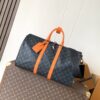 LV高仿Keepall旅行袋 黑灰Monogram橘邊 大容量輕奢男包｜歐美奢侈品精品推薦