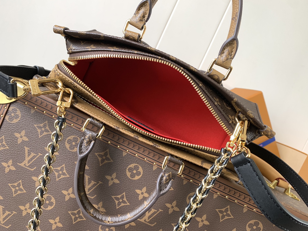 LV一比一 Dauphine East West 手袋 經典雙Monogram拼接金鏈小包｜歐美奢侈品精品推薦