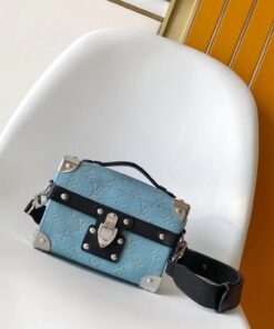 LV一比一 Petite Malle 藍色織布小箱包 金屬鎖扣造型感十足