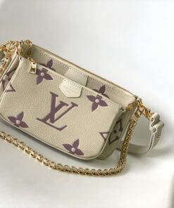 LV原單女士大Logo鏈條包白底紫花百搭優雅款