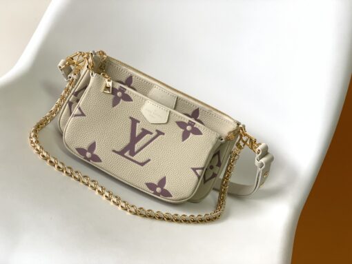 LV原單女士大Logo鏈條包白底紫花百搭優雅款