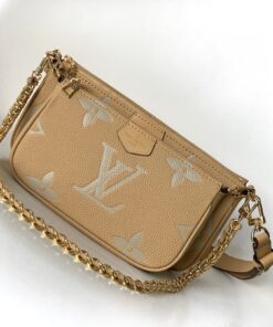 LV A貨女士大Logo鏈條包卡其色金鏈百搭款