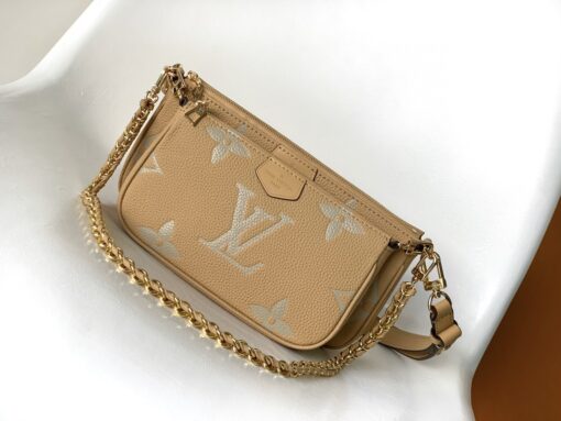 LV A貨女士大Logo鏈條包卡其色金鏈百搭款