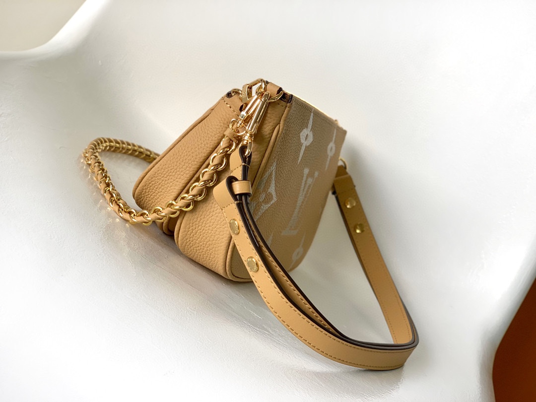 LV A貨女士大Logo鏈條包卡其色金鏈百搭款｜歐美奢侈品精品推薦