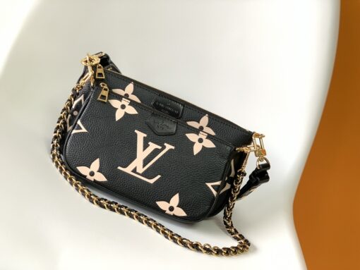 LV高仿女士鏈條肩背包經典Monogram拼色奢華款
