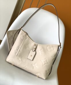 LV高仿女士單肩包奶白色Monogram壓紋優雅款