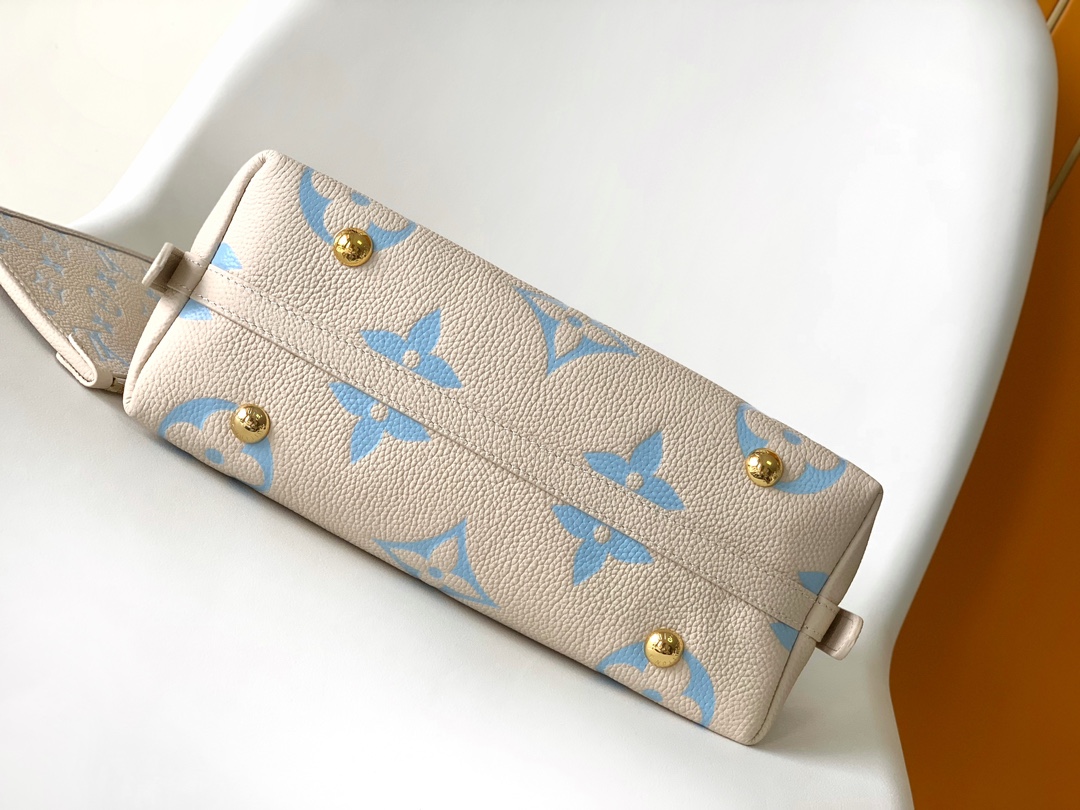 LV原單女士單肩包藍花紋米色Monogram清新款｜歐美奢侈品精品推薦