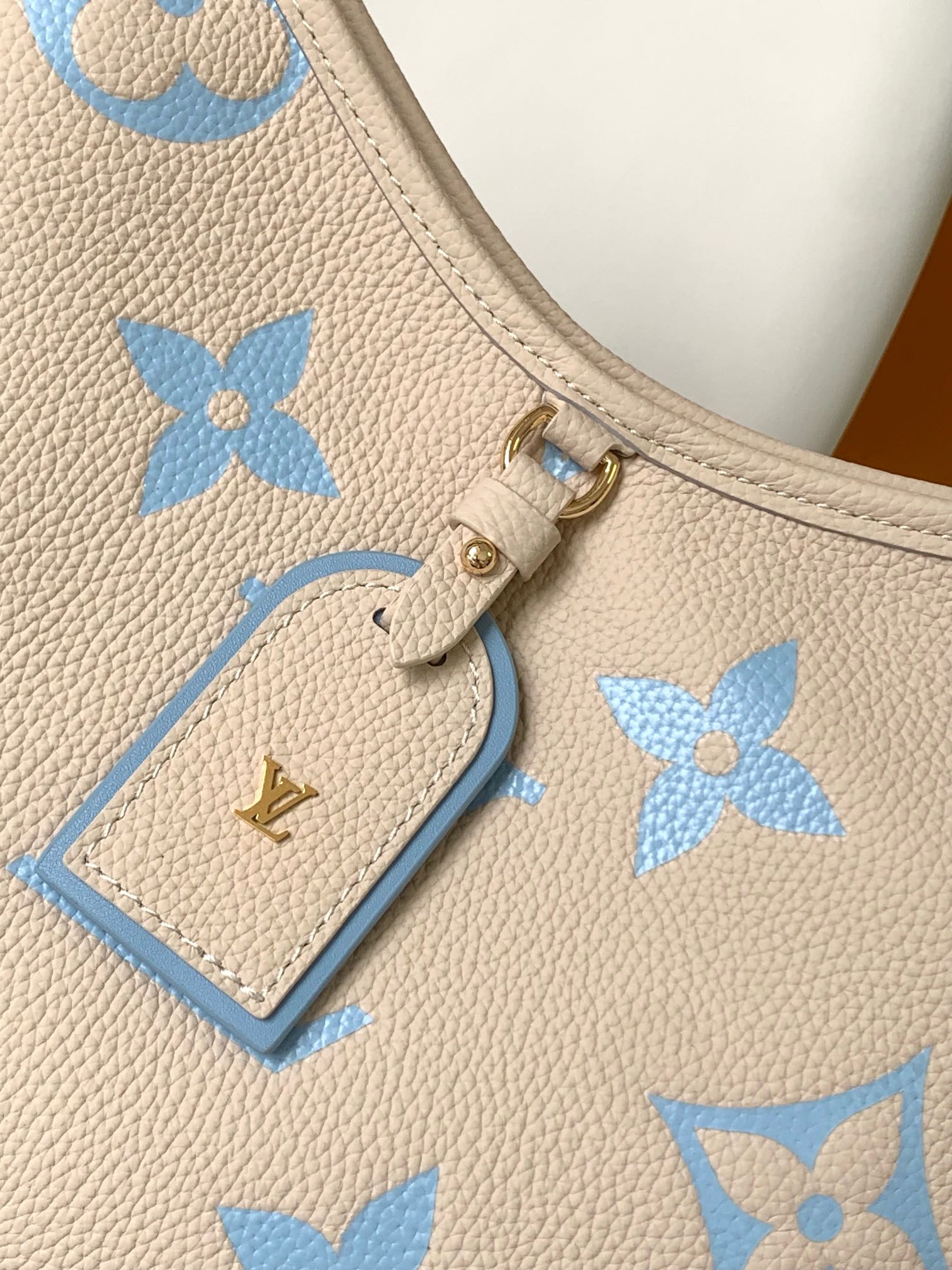 LV原單女士單肩包藍花紋米色Monogram清新款｜歐美奢侈品精品推薦
