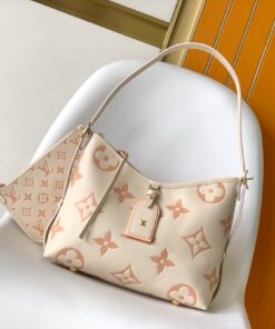 LV高仿女士單肩包粉花紋米色Monogram優雅款