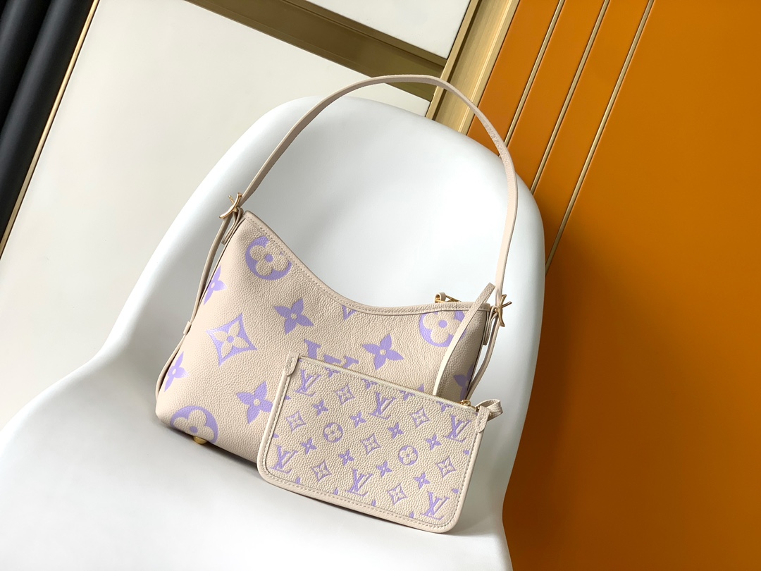 LV高仿女士單肩包紫花紋米色Monogram清新款｜歐美奢侈品精品推薦