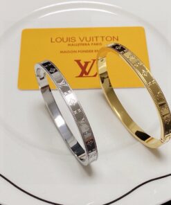 LV高仿男女款手鐲雙色金屬Monogram刻紋經典款