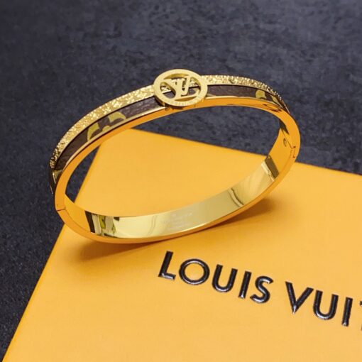 LV一比一女士金色圓標經典Monogram手環低調奢華款