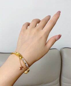 LV原單女士彩色Monogram鑲貝母手環清新百搭款