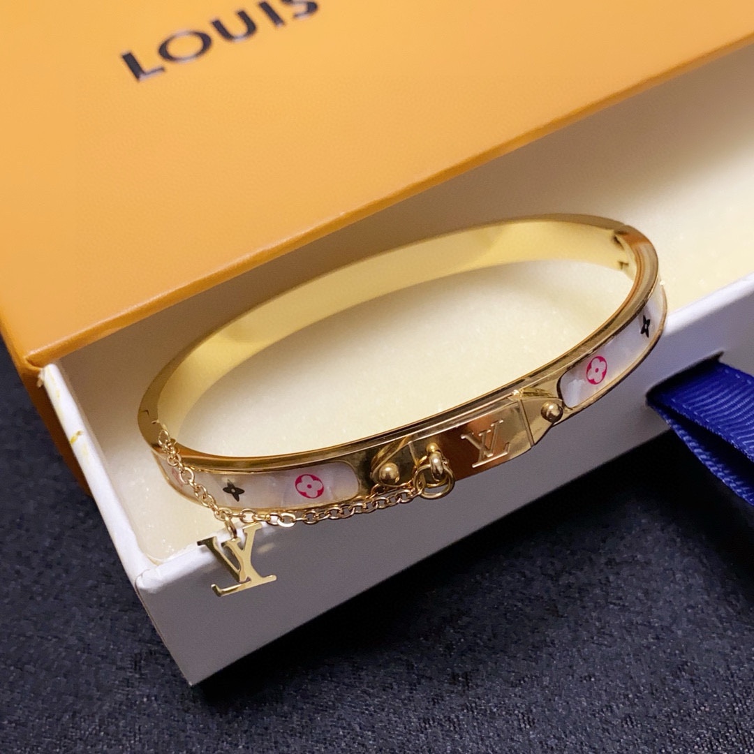 LV原單女士彩色Monogram鑲貝母手環清新百搭款｜歐美奢侈品精品推薦