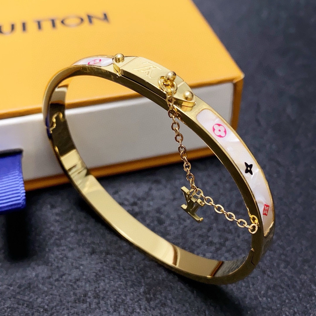 LV原單女士彩色Monogram鑲貝母手環清新百搭款｜歐美奢侈品精品推薦
