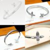 LV一比一銀色開口手環經典花形鑽飾優雅款｜歐美奢侈品精品推薦