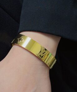 LV原單金色雕刻LV標誌手環簡約奢華設計款