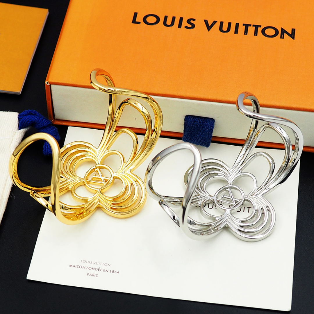 LV 原單花卉圖騰開口手鐲 金色銀色情侶款 時尚精品飾品｜歐美奢侈品精品推薦