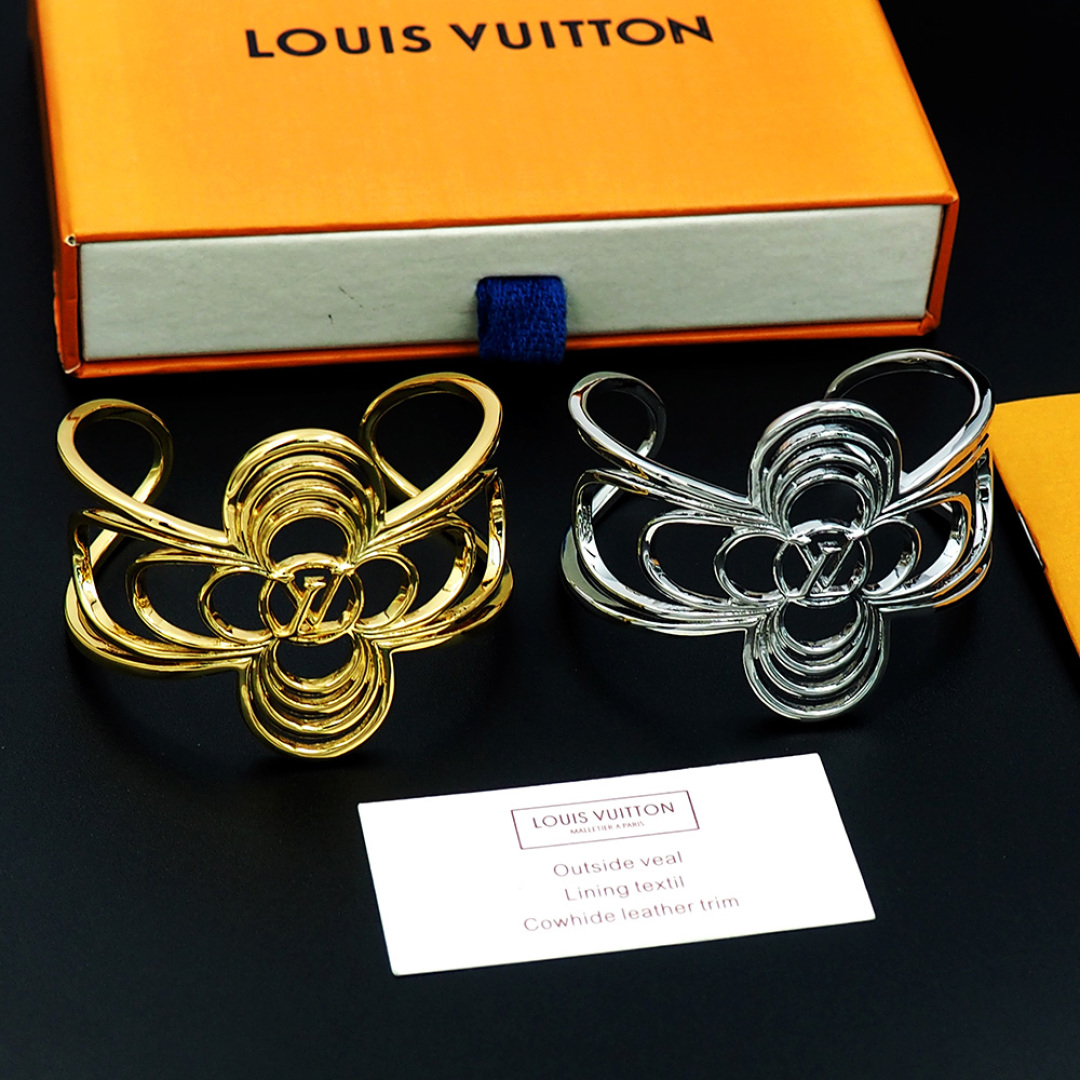 LV 原單花卉圖騰開口手鐲 金色銀色情侶款 時尚精品飾品｜歐美奢侈品精品推薦