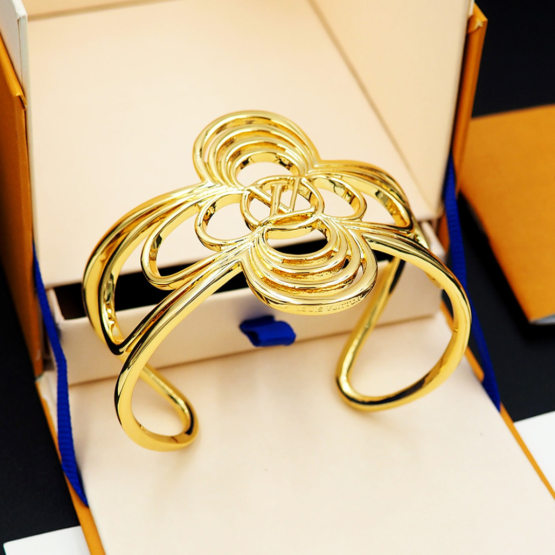 LV 原單花卉圖騰開口手鐲 金色銀色情侶款 時尚精品飾品｜歐美奢侈品精品推薦