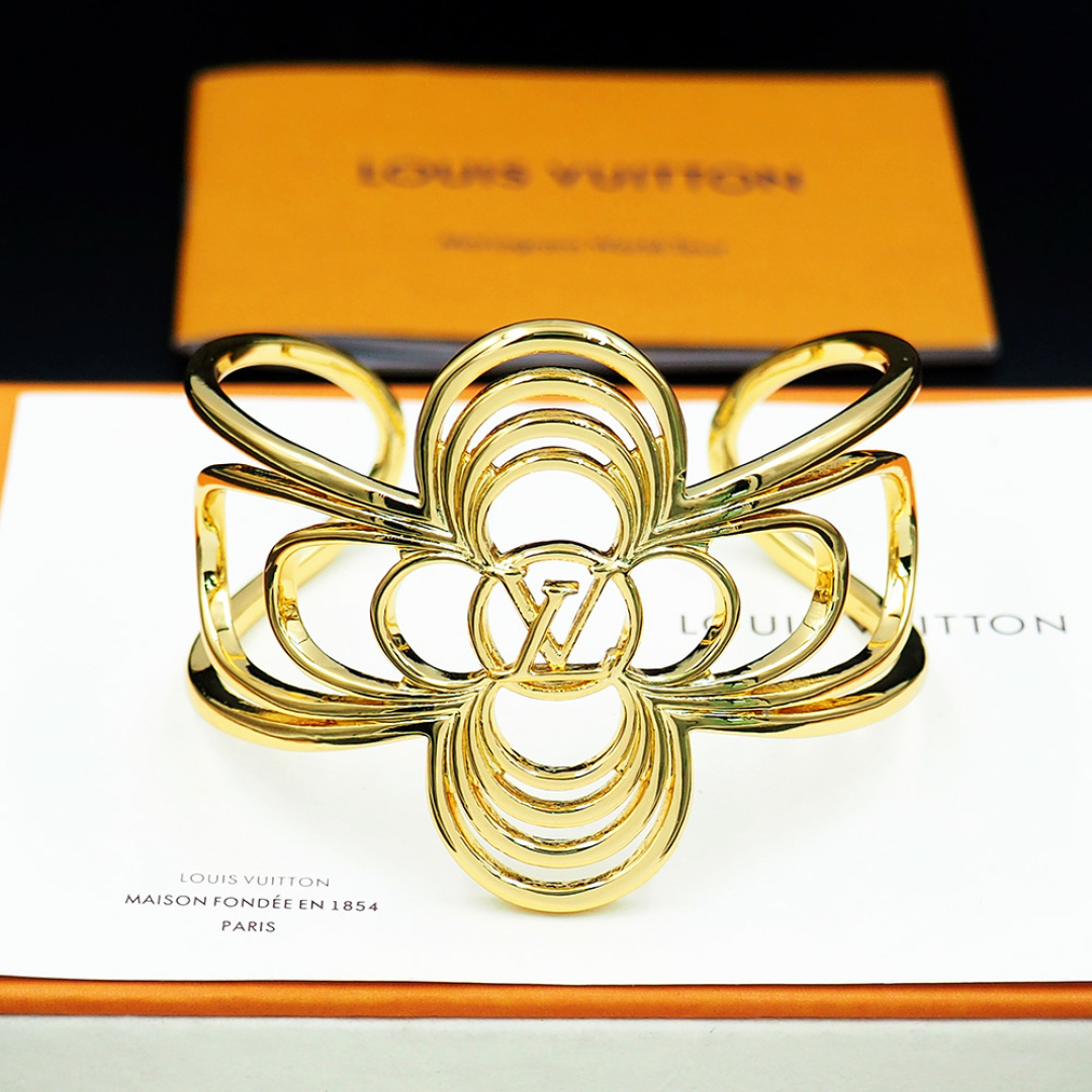 LV 原單花卉圖騰開口手鐲 金色銀色情侶款 時尚精品飾品｜歐美奢侈品精品推薦