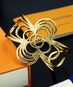 LV 原單花卉圖騰開口手鐲 金色銀色情侶款 時尚精品飾品