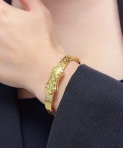 LV原單女士手環金色浮雕LOGO復古典雅款