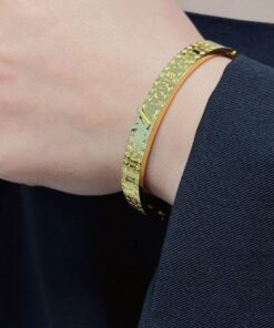 LV高仿金色手環 男女同款經典浮雕LOGO手鐲 百搭氣質款