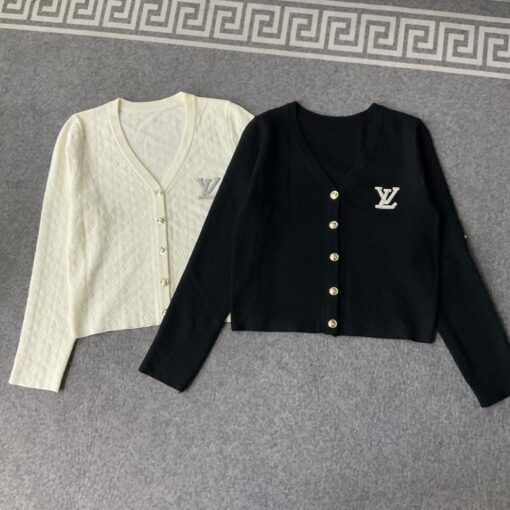 LV 高仿 女士針織開衫外套 經典字母刺繡 簡約百搭