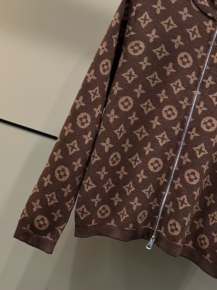 LV 高仿 女士針織外套 全拉鍊設計 經典老花款｜歐美奢侈品精品推薦