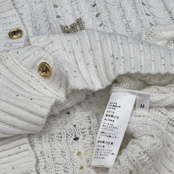 LV 精品仿製針織開衫 女士純白簡約氣質款｜歐美奢侈品精品推薦