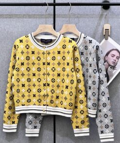 LV 精品仿製針織外套 女士雙色經典老花設計