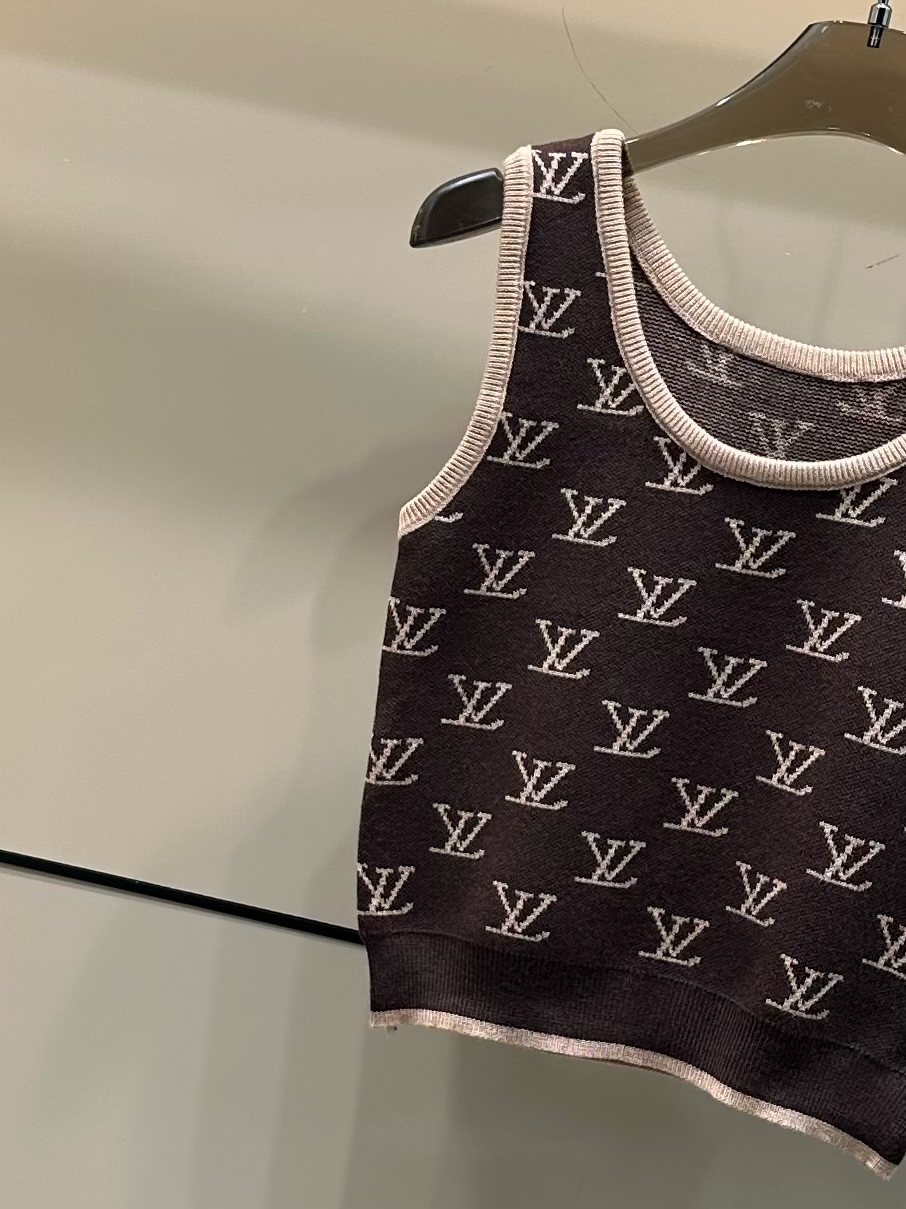 LV 一比一針織外套 女士經典咖色全幅字母設計｜歐美奢侈品精品推薦