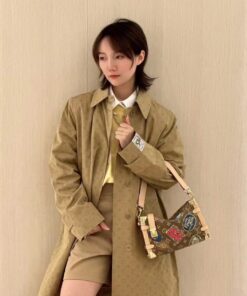 LV原單女士Monogram長版風衣外套旅行貼紙包搭配款