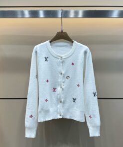 LV原單女士針織開衫白色長袖外套簡約百搭款