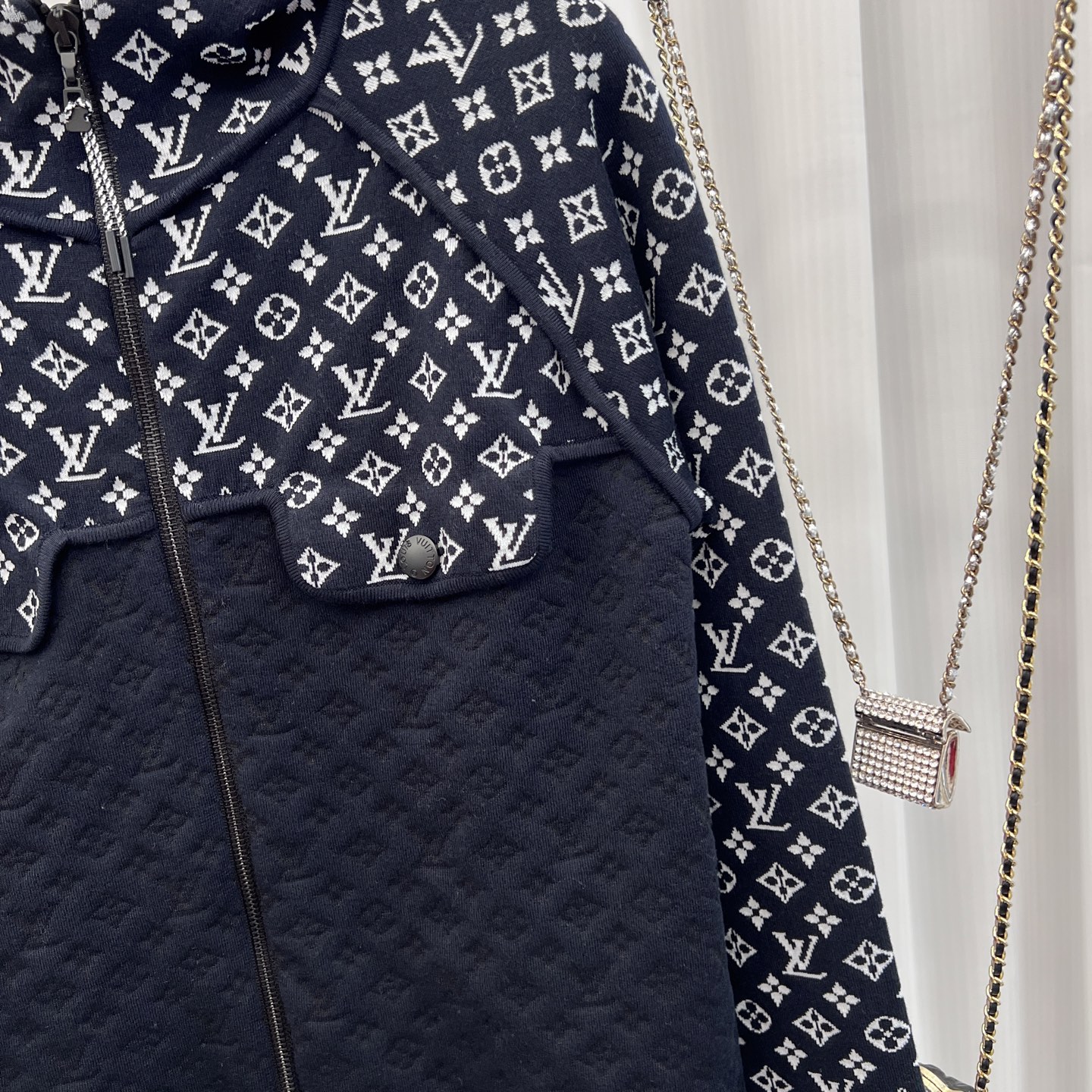 LV 高仿 男士連帽外套 經典Monogram拼接設計｜歐美奢侈品精品推薦