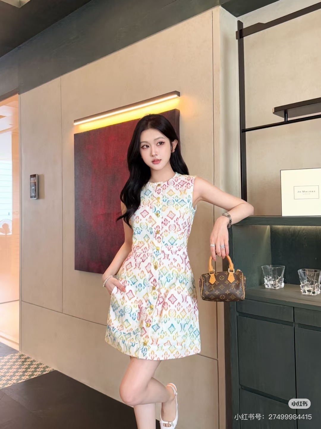 LV 高仿 女士無袖連衣裙 彩色老花 時尚修身款｜歐美奢侈品精品推薦