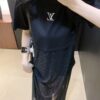 LV 一比一拼接網紗洋裝 黑色短袖Logo長裙款｜歐美奢侈品精品推薦