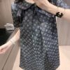 LV 一比一連衣裙 黑色短袖娃娃領印花洋裝｜歐美奢侈品精品推薦