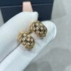 LV高仿女士幾何棋盤滿鑽耳環 金色貼耳設計氣質百搭｜歐美奢侈品精品推薦