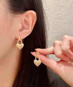 LVA貨女士耳環愛心鎖造型滿鑽設計奢華款