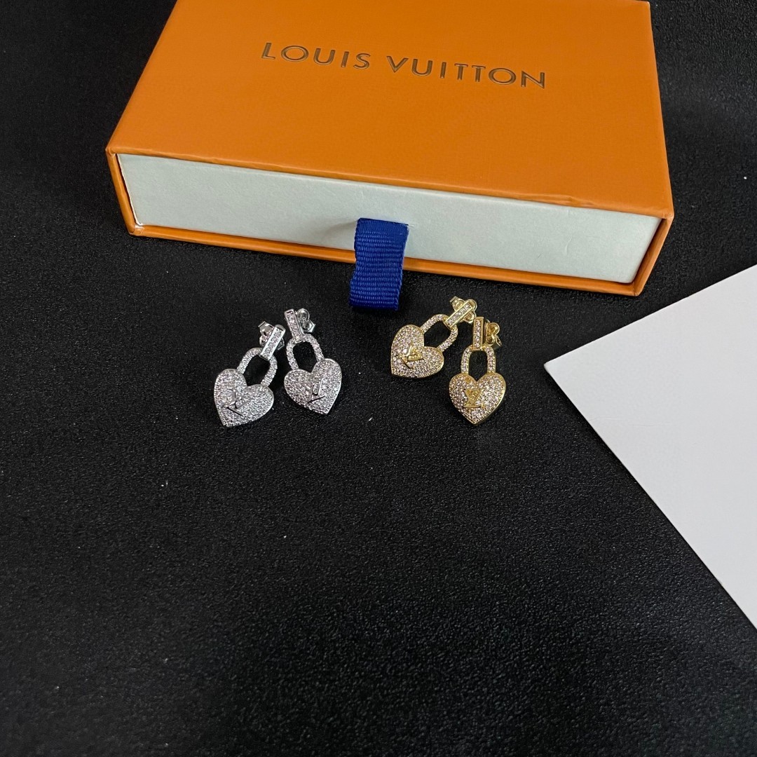 LVA貨女士耳環愛心鎖造型滿鑽設計奢華款｜歐美奢侈品精品推薦