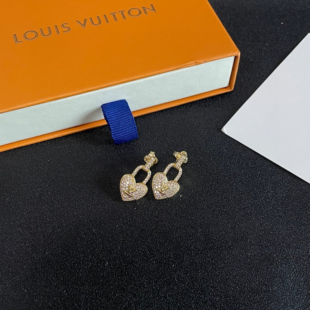 LVA貨女士耳環愛心鎖造型滿鑽設計奢華款｜歐美奢侈品精品推薦