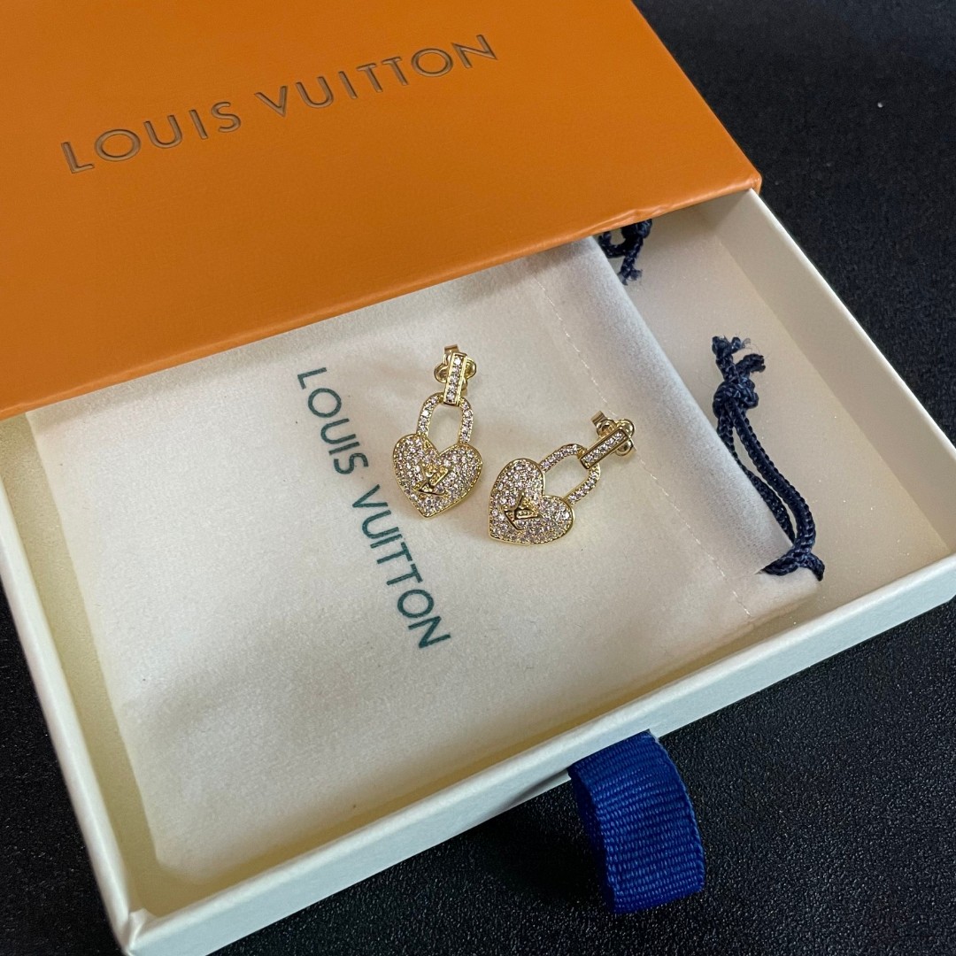LVA貨女士耳環愛心鎖造型滿鑽設計奢華款｜歐美奢侈品精品推薦