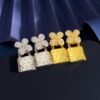 LV精品仿製鎖頭造型鑽飾耳環金銀雙色款｜歐美奢侈品精品推薦
