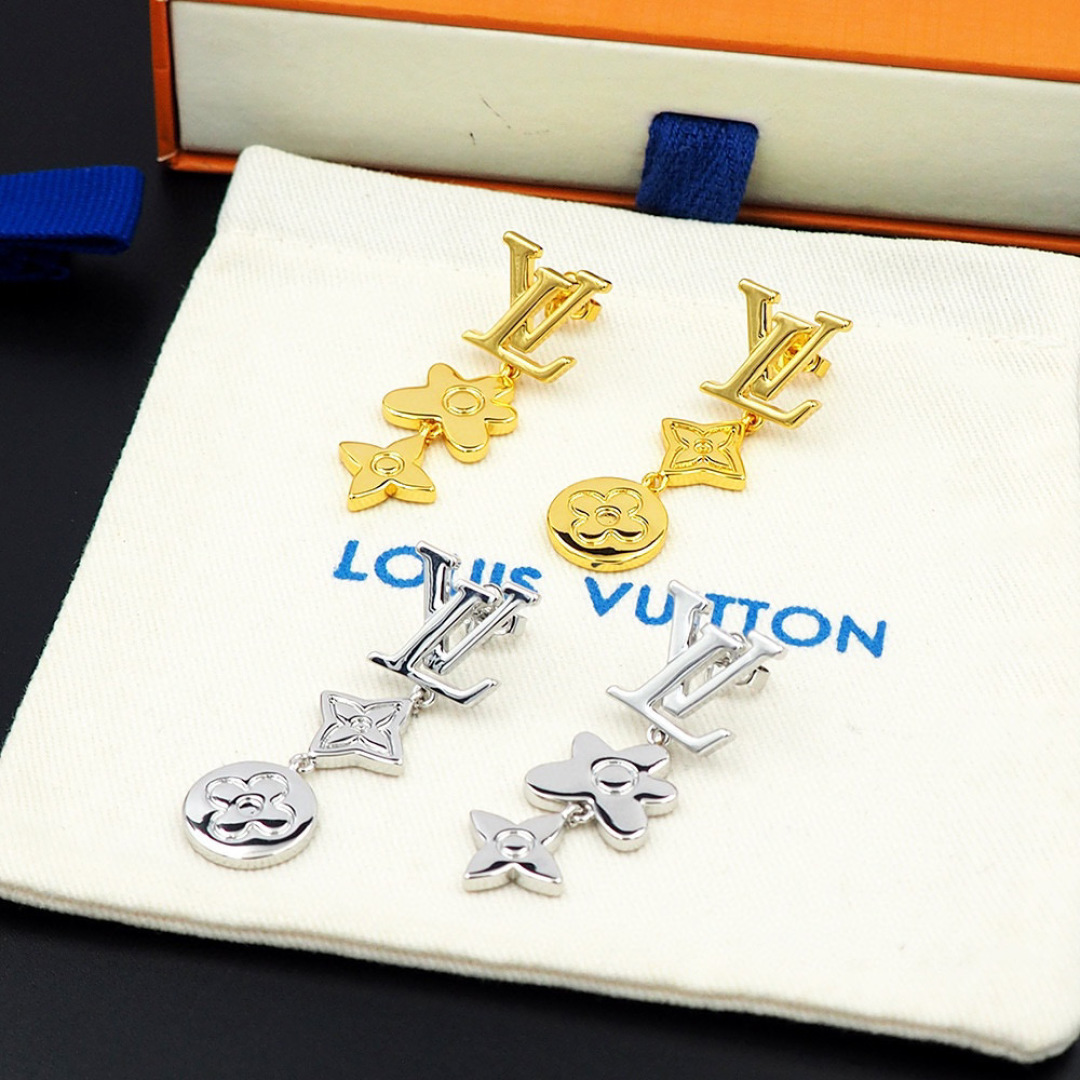 LV原單仿製金色Logo多元素吊墜耳環｜歐美奢侈品精品推薦
