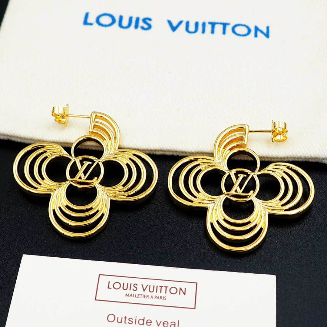 LV 原版四葉花瓣鏤空耳環 金色精品飾品｜歐美奢侈品精品推薦